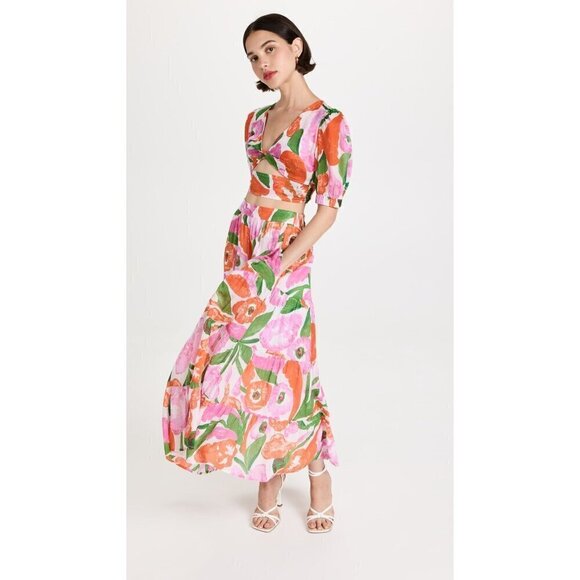 Banjanan Floral Aurora Top in Euphoric Bloom Vivid Large Womens Blouse - Picture 5 of 16